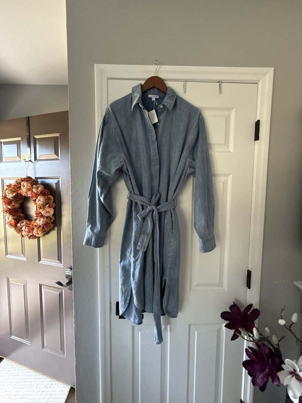 Standard James Perse Denim Shirtdress Size 3 Light Wash Belted